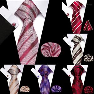 Свадебные мужчины Установки Установите дополнительный большой размер 145 см 7 5 см галстук Красная розовая полоса 100% шелк жаккардовый тканый галстук Свадебная вечеринка1 352n