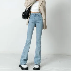 Jeans femininos Moda feminina calça as calças de jeans soltas de fundo reta de cintura alta estirada feminina urbana feminina
