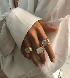 Cluster Rings Matching 2021 Trend Large Small Square White Opal Men039s Ring 18k Gold Plated Mom Gifts Stainless Steel Jewelry 6763451