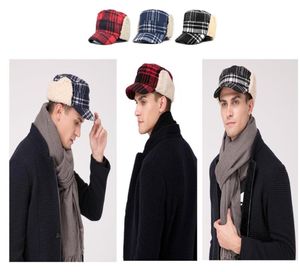 Stand Focus Unisex Women Men Ear flap Cover Military Army Cadet Hat Cap Check Tartan Plaid Fashion Wool Blend Tweed Fall Winter2419830