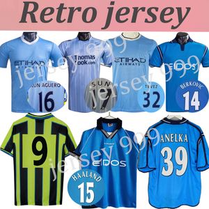 11 12 Classic Retro Kun Aguero Soccer Jerseys 72 98 99 00 01 02 03 13 15 Haaland EIDOS Gallagher SUN WEAH Tevez SIA KOMPANY Vintage Football Shirts Uniforms