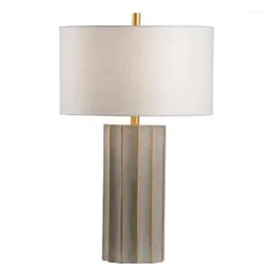 Lâmpadas de mesa Vintage Cerâmica Wabi-Sabi Linen Lampshade Brown Retro E27 Luz de mesa LED para sala de estar estilo quarto