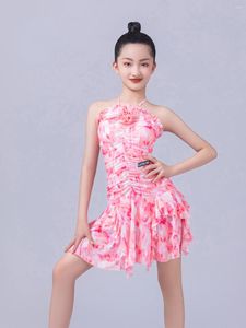 Scene Wear Girls Latin Dance Dress Prints Kläder Kids Competition Salsa Costume Samba Cha Child Ballroom Tango Dresses