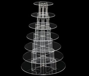 Top Fubly -Fashion 7 Tier Round Clear Acryle Party Wedding Cake Cupcake Stand1379879