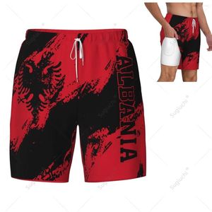 Herren Badebekleidung Albanien Flagge 3d Herren Schwimmen Beach Surfing Hosen Schwimmshorts Trunks Kompression Liner 2 in 1 Schnelltrocknen