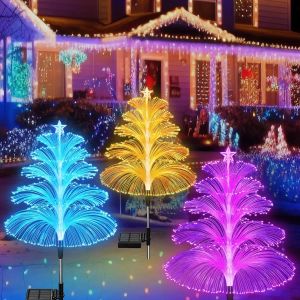 Dekorationer Solarmaneter Ljus 7 Färg Byt Solar Garden Lights Waterproof Outside Decor for Christmas Yard Garden Decoration
