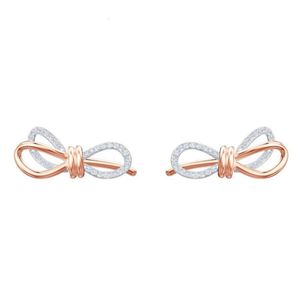 neckless for woman Swarovskis Jewelry High Edition Rose Gold Two Tone Bow Tie Earrings for Women Swarovski Element Crystal Earrings for Women