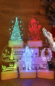 Jul Santa Claus Acrylic 3d Night Lamp för barn sovrum dekor nattljus girland gåva xmas usbatty powerd lights3501192