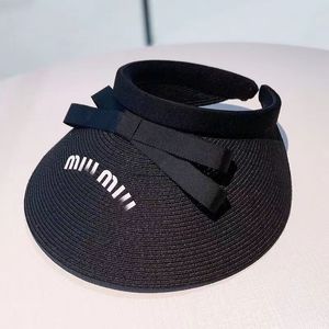 MUMU Visors Italian luxury brand empty top hats for women's minimalist style MUI MUI black summer sun hat for men and women