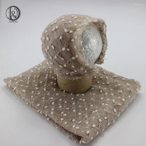 Blankets Po Shoot Handcraft Soft Knit Small Bobble Wraps With Matched Bonnet Ful Set Born Baby Pography Props SHOWER GIFT