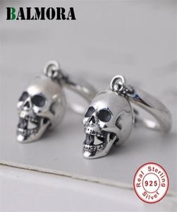 Balmora Pure 925 Orecchini per borchie con cranio in argento in argento sterling per donne uomini vintage tailandese gioielleria brincos 2112318613092