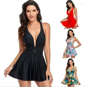 Frauen Badebekleidung einteiliger Badeanzug Rückenfreier Tunika Beach Kleid Bikini Lange Sommer Cover-Ups für Mädchen und Mutter