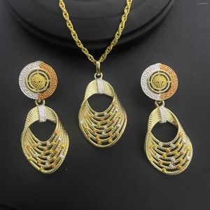 Necklace Earrings Set Good Flower Shape Jewelry For Women 18K Gold Plated And Pendant Brazilian Fashion Jewellry Wedding Gift