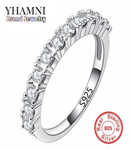 Yhamni Moda Anéis de prata sólidos Conjunto de casamento CZ Diamond para mulheres Pure 925 Sterling Silver Ring Jóias R1447635151