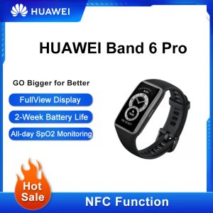 Braccialetti Nuovo Huawei Band 6 originale 6 Smartband Blood Ossygen LED Schermo Tracker Monitoraggio del sonno Monitoraggio Bluetooth 5.0 NFC