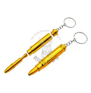 Gold Small Bullet Shape Smoking Pipe With Key Chain Creative Brass Tobacco Herb Pipe Metal Disguise Herbal Smoking Water Pipe Acce6072736