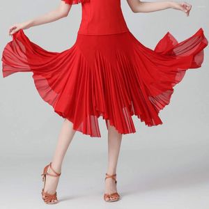 Stage Wear Latin Dance Skirt Solid Color Lady Dress Sexy Adult Spandex Women's Red Practice Dancewear