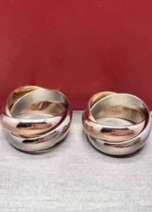 Titanium Steel Three Pinpet Par Pierścień Prosty studenci męskiej i żeńskiej Ornament Pierścień Pierścień