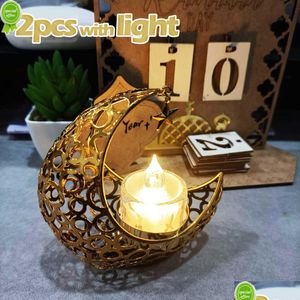 Outra festa de evento fornece nova Eid Mubarak Candled Holder 2023 Ramadan Kareem Banner Decoration for Home Islâmico Decoração Muçulmana Al Adha G Otdzq