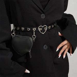 Cintos elegantes mini amor cinturão de decoração feminina moda fofa côncavo formato pequeno saco de cintura destacável