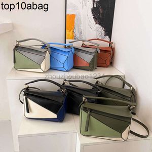 loeweee şık loewew tasarım çantası kadın el çantası geometrik bulmacalar el deri cüzdan klasik lüks renk kontrast crossbody çanta qb0b loewewwe