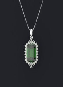 HBP Fashion Shi Pei Imitation Emerald Pendant Women039S Square Zircon 10 14 Tide Copper Plated Platinum Necklace312L9124473