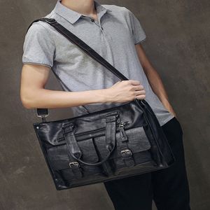 läder bärbara väska män svart portfölj 15 6 mode affärspåsar vintage casual mens datorväska kontor väskor för män 3189
