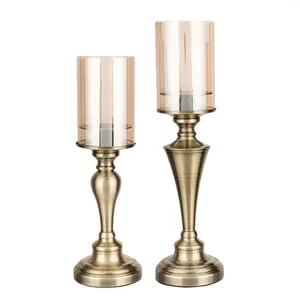 Держатели свечей 2pcs candelabra retro Glass Candlestic