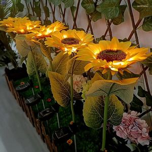 3/1-Kopf-künstliche Sonnenblumen-Leuchten LED LED BORE LICHNLICHE LICHT VILLA Garten Halloween-Jahr Weihnachtsdekorationen