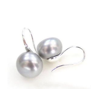 Echt 1112 mm Salzwasser weißer Perle Ohrring 925 Sterling Silber Ohrring GT4276061