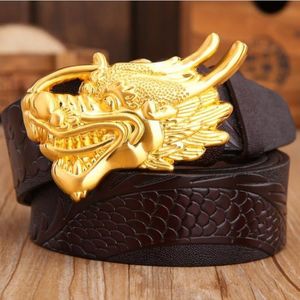 Ny typ bälte högkvalitativa märkesdesignbälten lyxbälten för män Copper Dragon Buckle Belt Män och kvinnor midja äkta läderbälte 2292