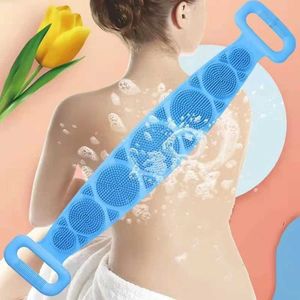 Badverktyg Tillbehör Silikon Body Scrubber Massage Brush Badrum Handduk Dusch Spa Hudrengöringsverktyg Lång friktion Back Exfoliation Q240430