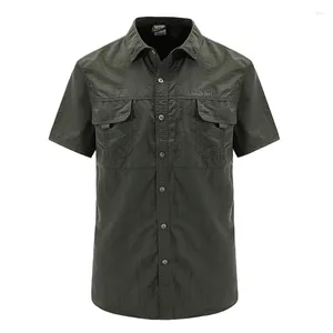 Camisas casuais masculinas secaram a camisa de manga curta rápida curta