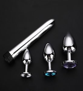 Huofeng 4 pcSset Crystal Metal Anal Plugs Vibrator Sex Toys for Men Women Gay Anal Anal Stainless Plug Sex Toys Vibratando Y189299366818