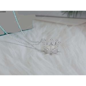 Simple Crown Silver Necklace Designer Dainty Pendant Plated Thin Chain Light Weight