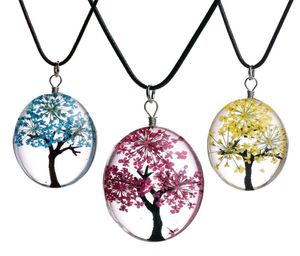 3525mm Fashion Plant Dried Flower Pendant Starry Life Tree Necklace Time Gemstone DIY Handmade Glass Jewelry Whole k4219855637