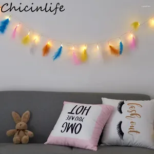 Decoração de festa chicinlife 1set penas led string lights luzes lâmpada de aniversário de aniversário de casamento de casamento em casa