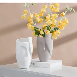 Vaser nordisk ansikte keramisk vasdekoration hantverk kreativa hem vardagsrum matbord blomma arrangemang tillbehör