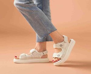 منصة Beautoday Sandals Women Grid Round Love Hook Plaid Summer Summer Ladies Outdoor Shoes Handmade J2205273486587