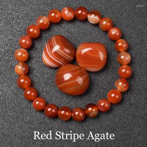 Strand Stripe rosse naturali perle di pietra agate Bracciale Donne uomini genuini originali di gioielli curativi in cristallo cornioli