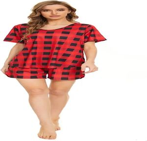 Nobemall kadın ev giyim pijamaları Set Sweetwear PJ'leri Cepler Kırmızı Ekoid