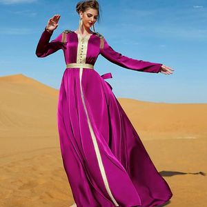 Etnisk klädmodemode satin diamanter abaya kvällsfest elegant kvinnor lady muslim lång maxi klänning dubai klänning kaftan islamiska vestidos