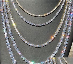 Tenis Naszyjniki wisiorki biżuteria lodowane łańcuchy tenisowe 1 rząd męski złoty sier plated luksusowy moda aricial diamond rhinesto1594873