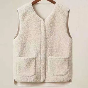 Autumn Fleece Women Vest Waistcoat Winter White Vest Sleeveless Jacket Ladies Warm Thick Sleeveless Vest For Women L-3XL 240423