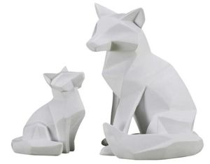 Origami Fox Statue Streszczenie Geometria Zwierzęta żywica rzemieślnicza w ganku Dekoracje domu L28653840081