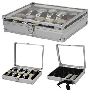 VANSIHO 6/10/12/24Grids Aluminum Alloy Box For Watch Pick Up Watch Storage Display Box With Multiple Slots 240416