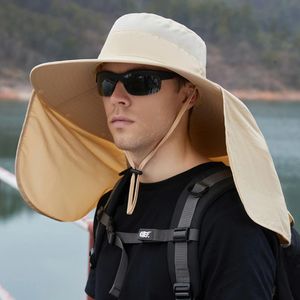 Unisex hink hatt med sjal vattentät utomhus vandring fiske mössa avtagbara stora takfot ansikte nackskydd solskyddsmedel män 240425