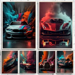 Orful Modern Futurism Car Car Canvas Hounging Cool Super Car плакат и напечатанные обои, используемые для гостиной мальчики для мальчиков дома J240505