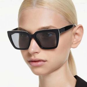 Óculos de sol Luxury Diamond Brand Designer Square Women For Men 2024 Moda Vintage Sun Glasses Punk UV400 Crystal Shades