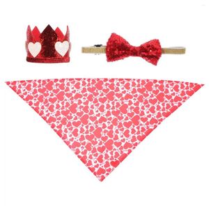 Dog Apparel 1 Set Pet Dogs Saliva Towel Hat Bowtie Kit Decorative Accessories For Valentine Drop Delivery Dhyry